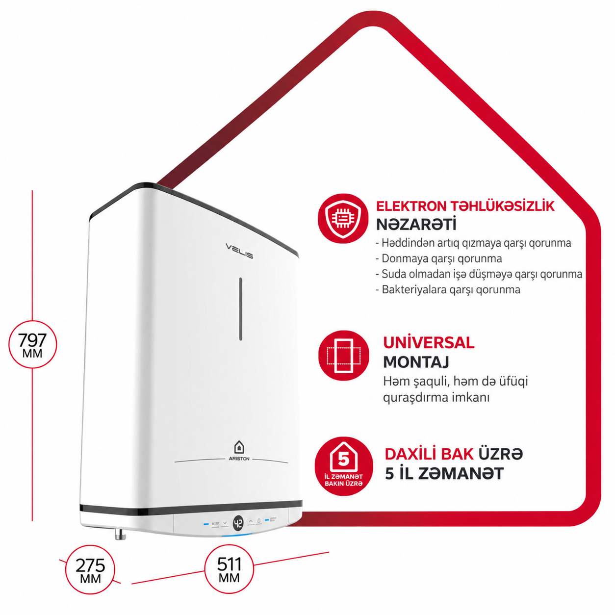 Ariston Velis Pro 80 EU 80 litr su qızdırıcısı Ariston Velis Pro 80 EU 80 litr su qızdırıcısı